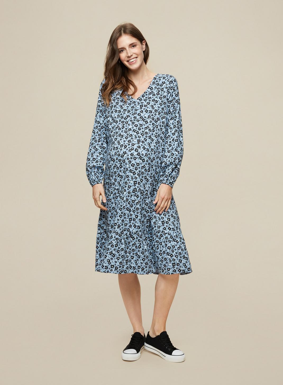 106 Maternity Blue Floral Print Dress image number 2