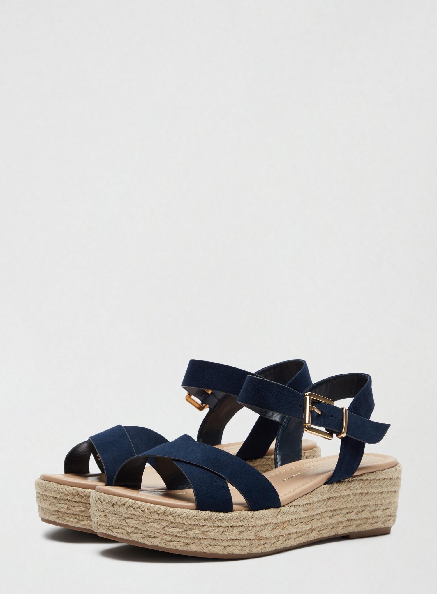 wide fit navy wedge sandals