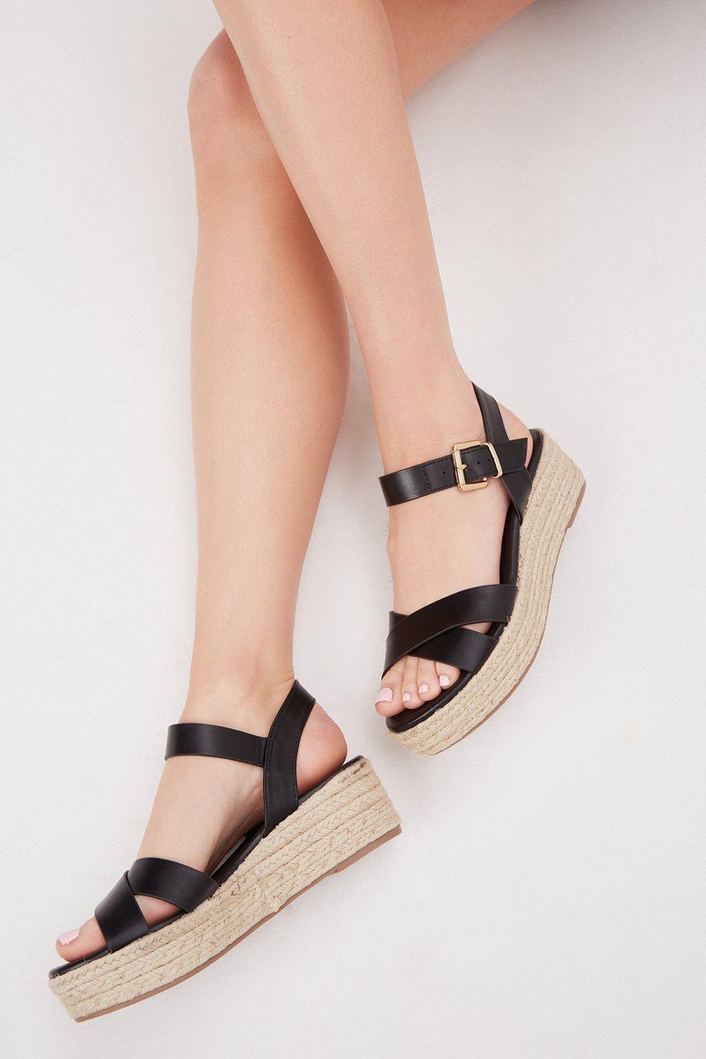 black wedge sandals wide fit