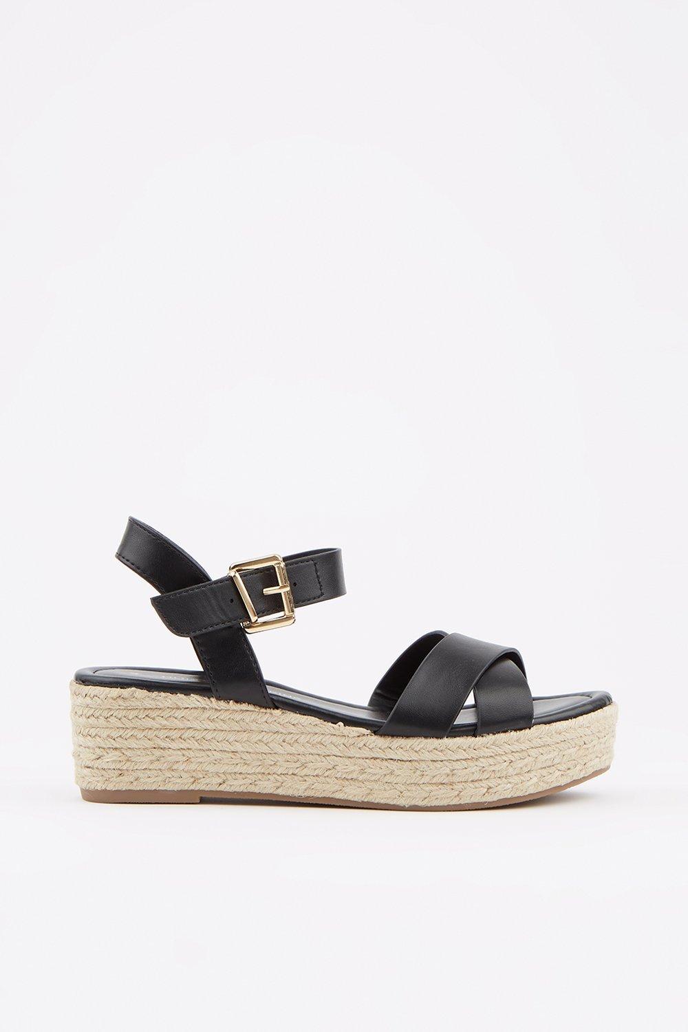black wedge sandals wide fit