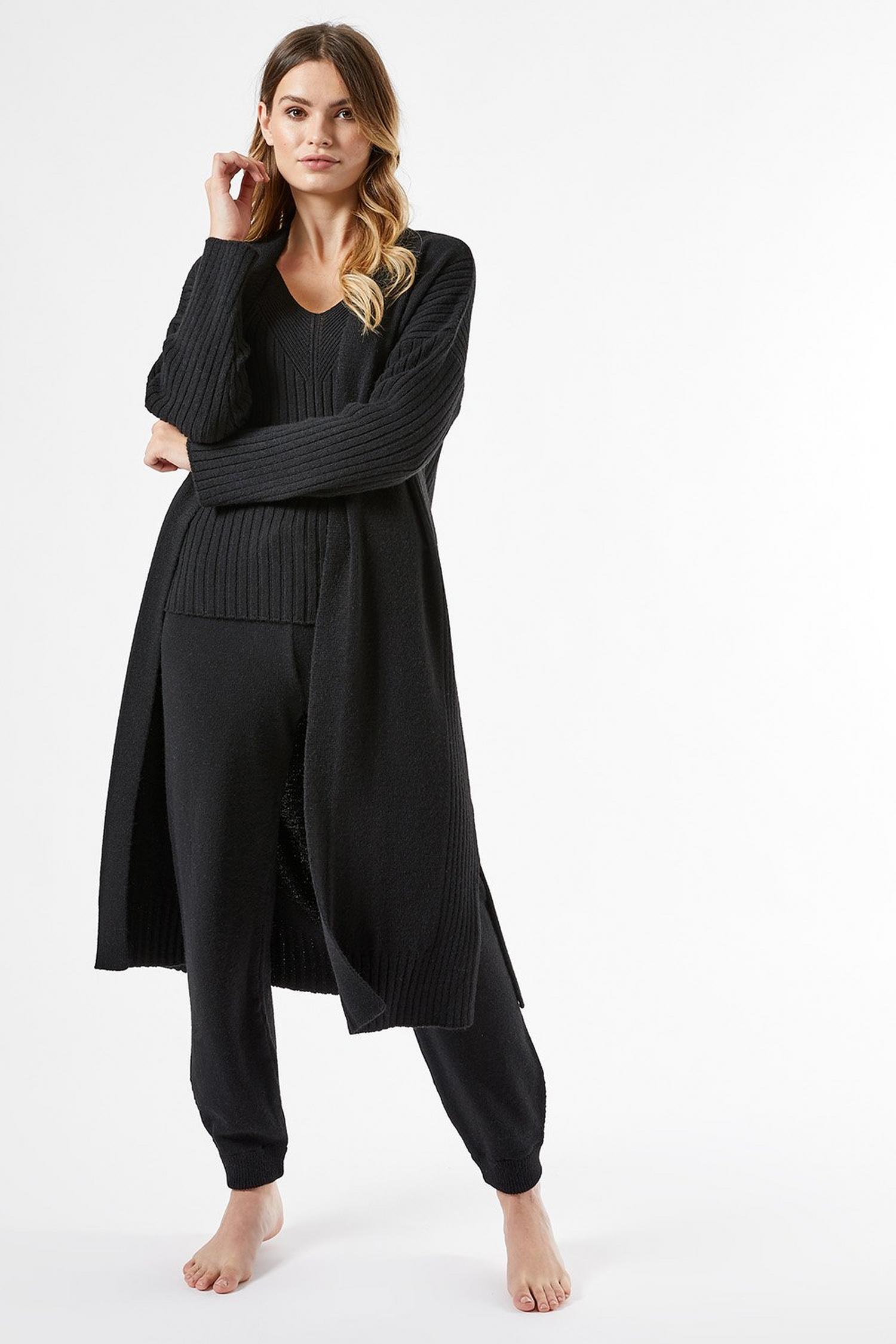long maxi black cardigan
