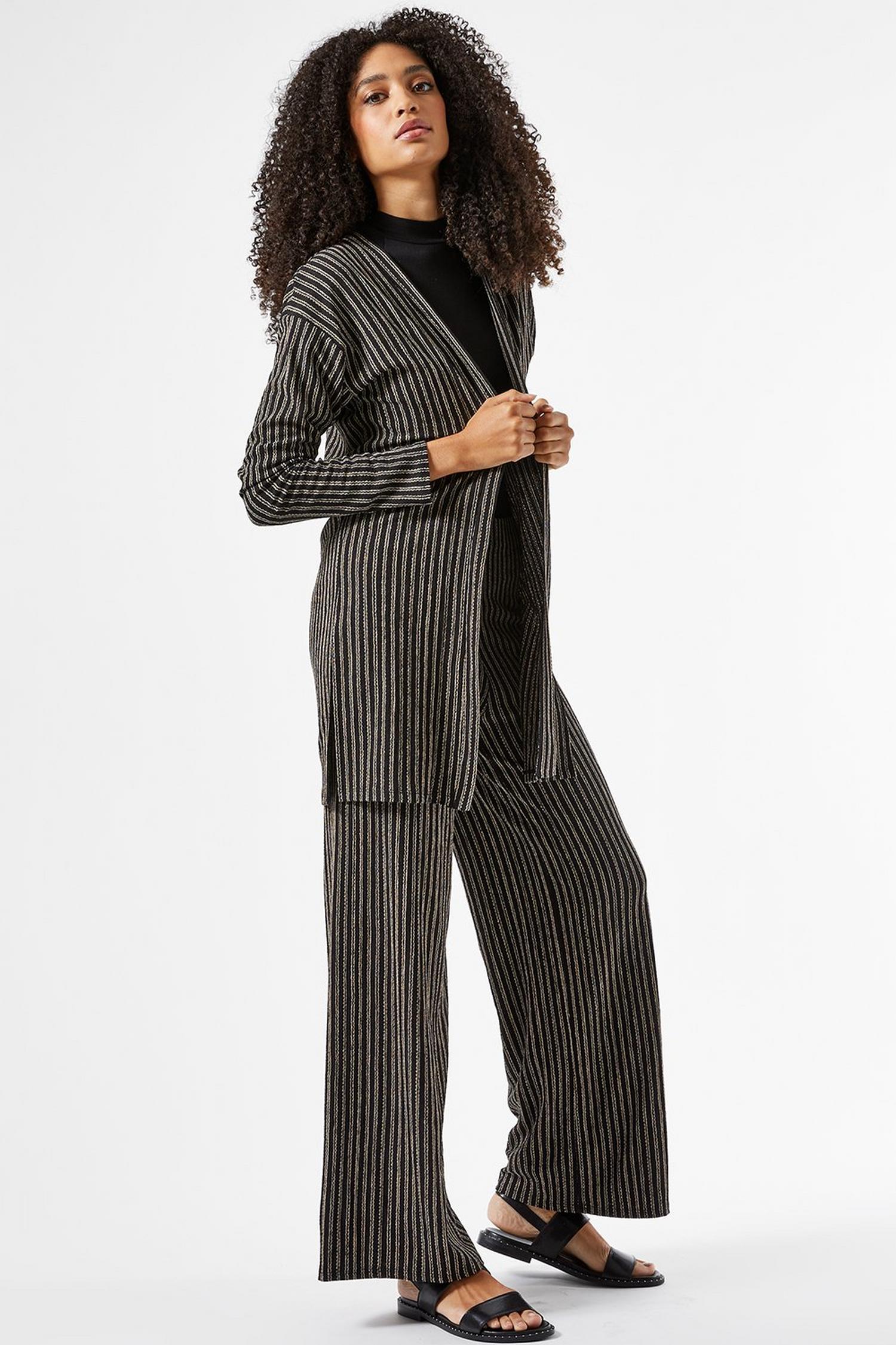 grey trousers with black stripe