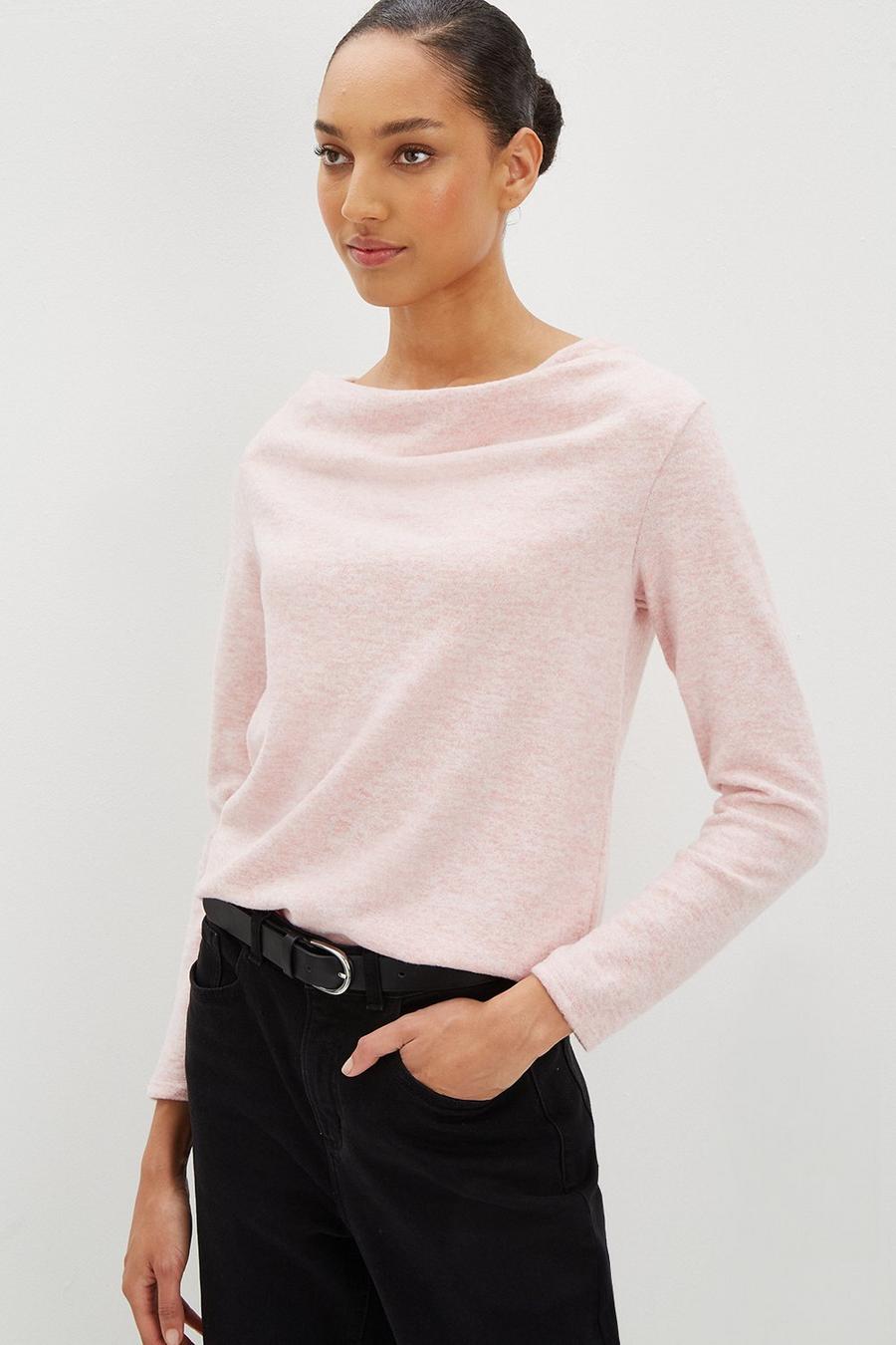 Pink Cowl Neck Soft Touch Top