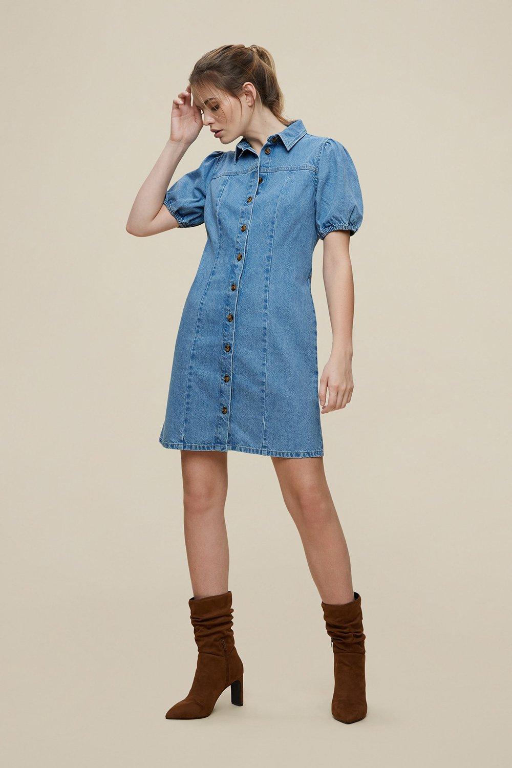 dorothy perkins indigo denim shirt dress