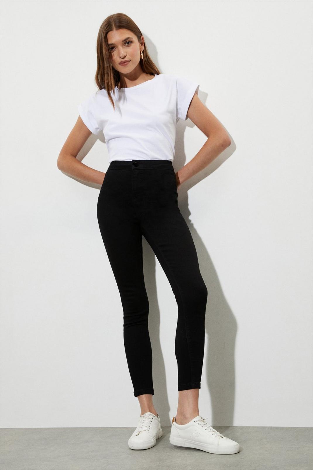 Black Short Lyla High Waisted Skinny Jeans | Dorothy Perkins UK