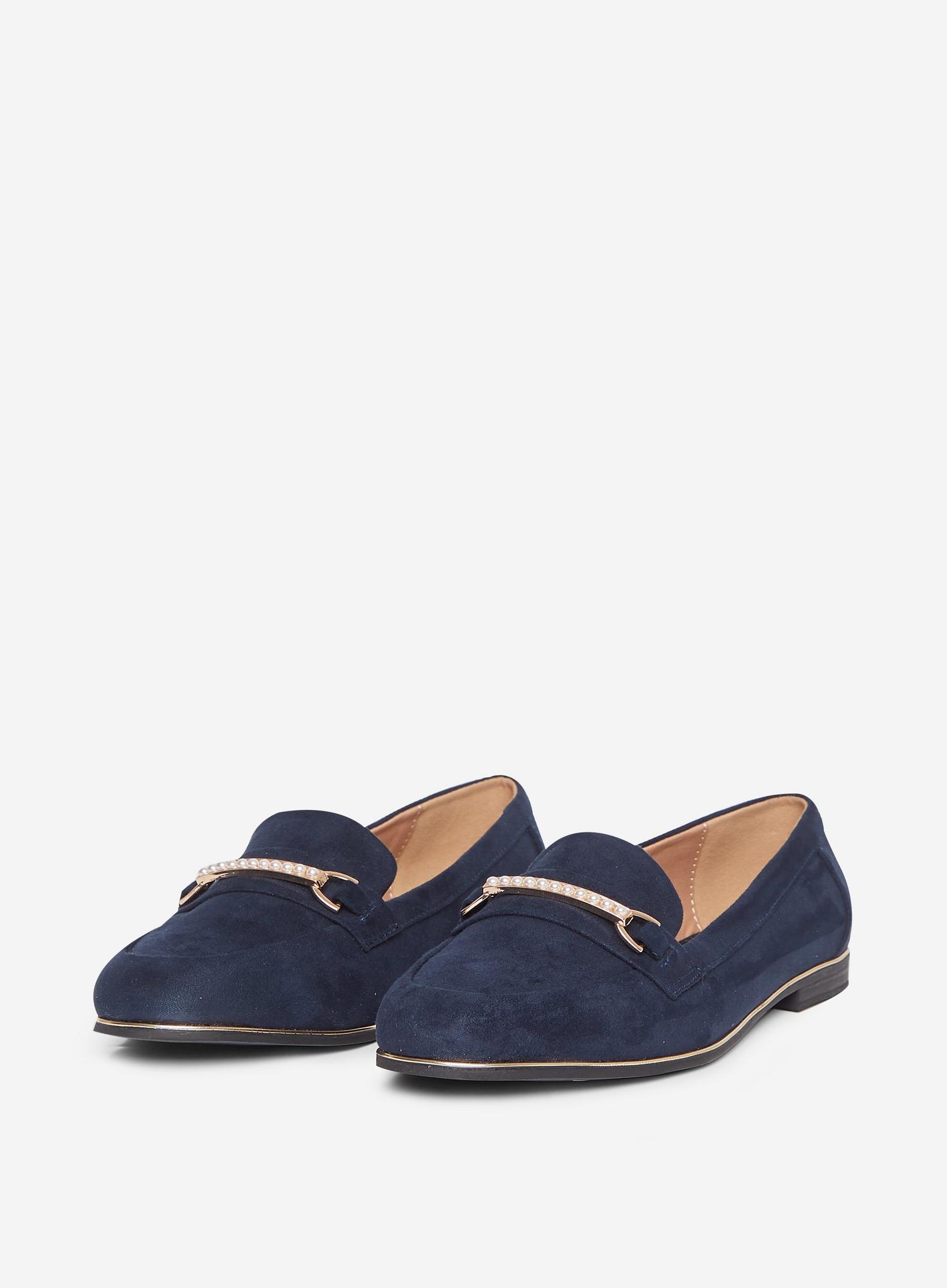 wide fit navy loafers