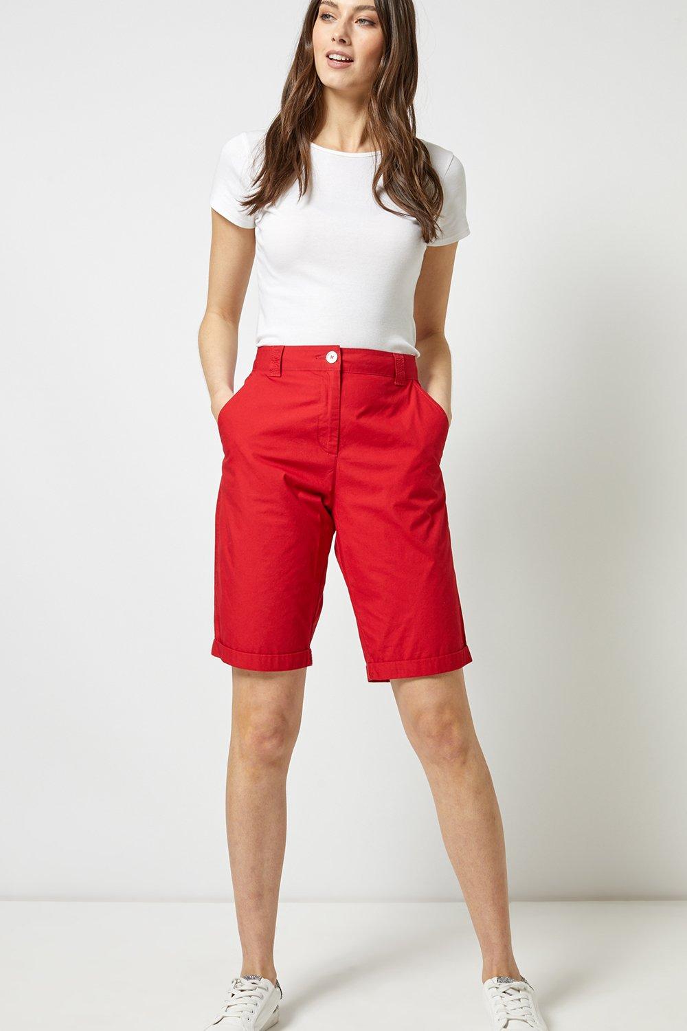 Red Knee Shorts Dorothy Perkins UK   Aqq14643 Red Xl 1