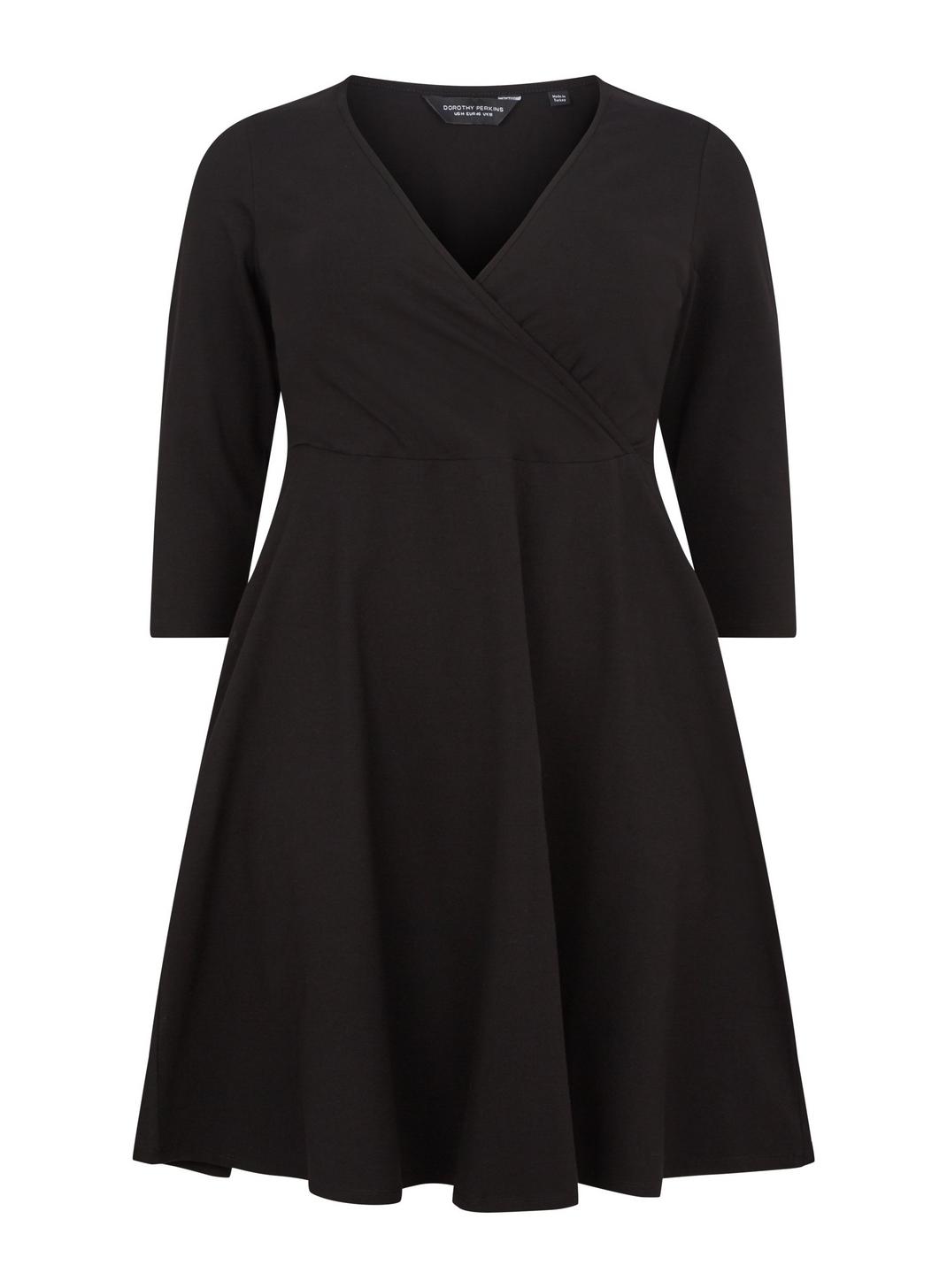 105 Curve Black Wrap Dress image number 2