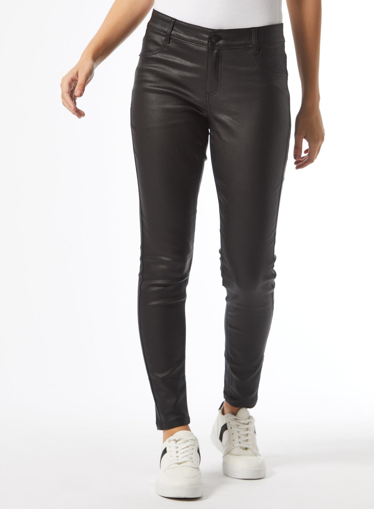 petite black coated jeans