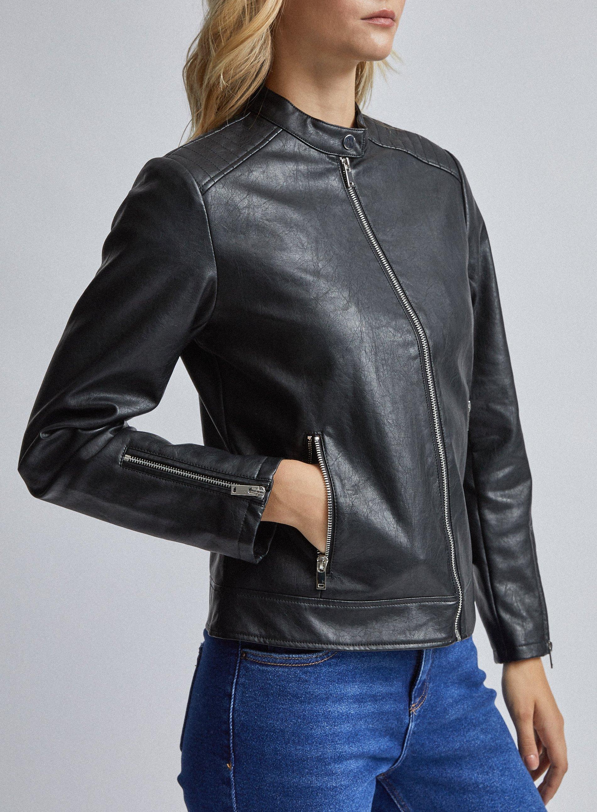 dorothy perkins collarless biker jacket