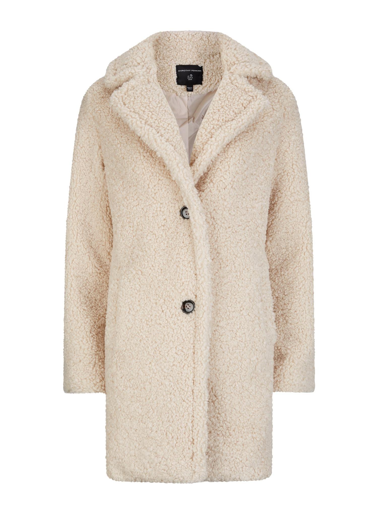 Cream Long Teddy Coat | Dorothy Perkins UK