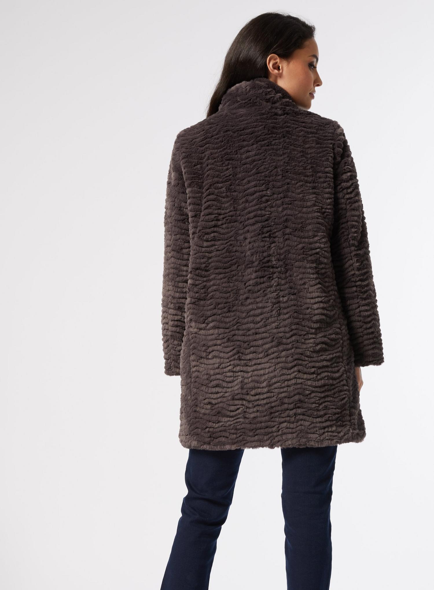 Petite Slate Longline Faux Fur Coat | Dorothy Perkins UK
