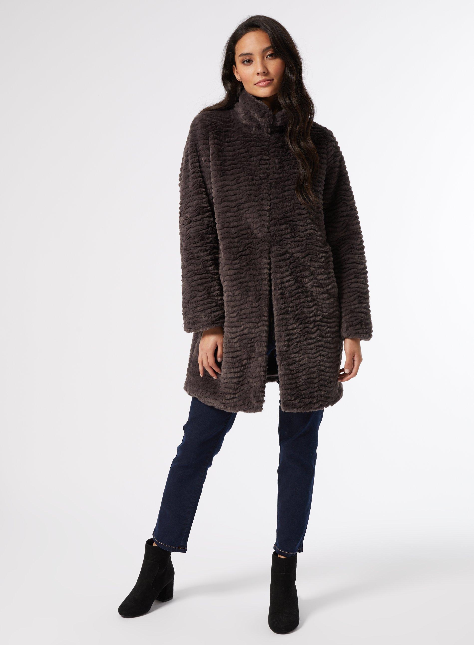 petite longline faux fur coat