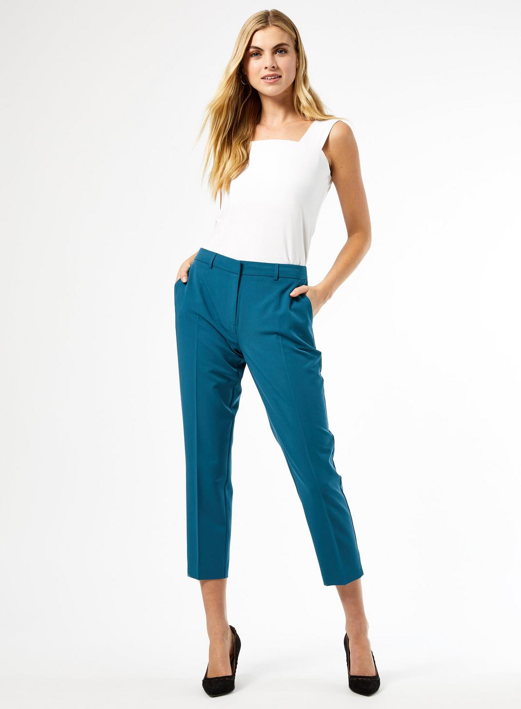 Teal Ankle Grazer Trousers | Dorothy Perkins EU