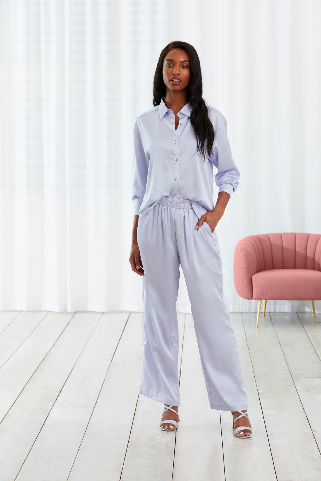 176 Lilac Satin Co-ord Wide Leg Trouser image number 2