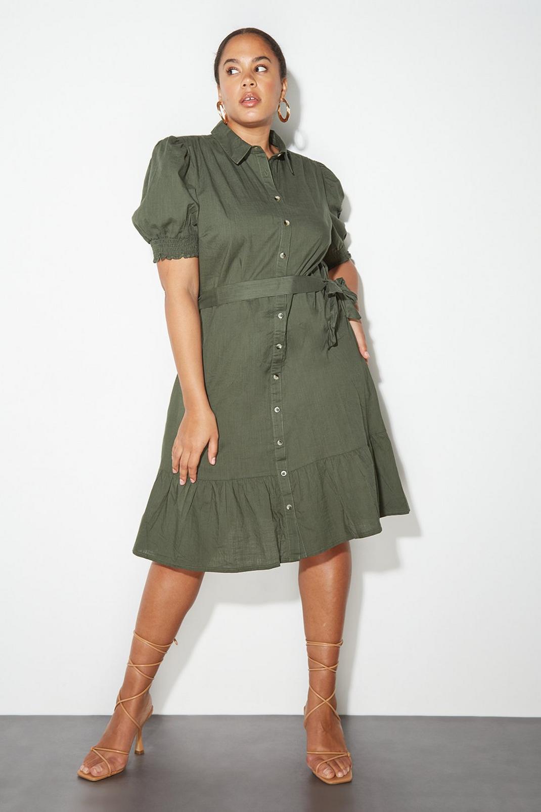 Light green Curve Puff Sleeve Dress image number 1