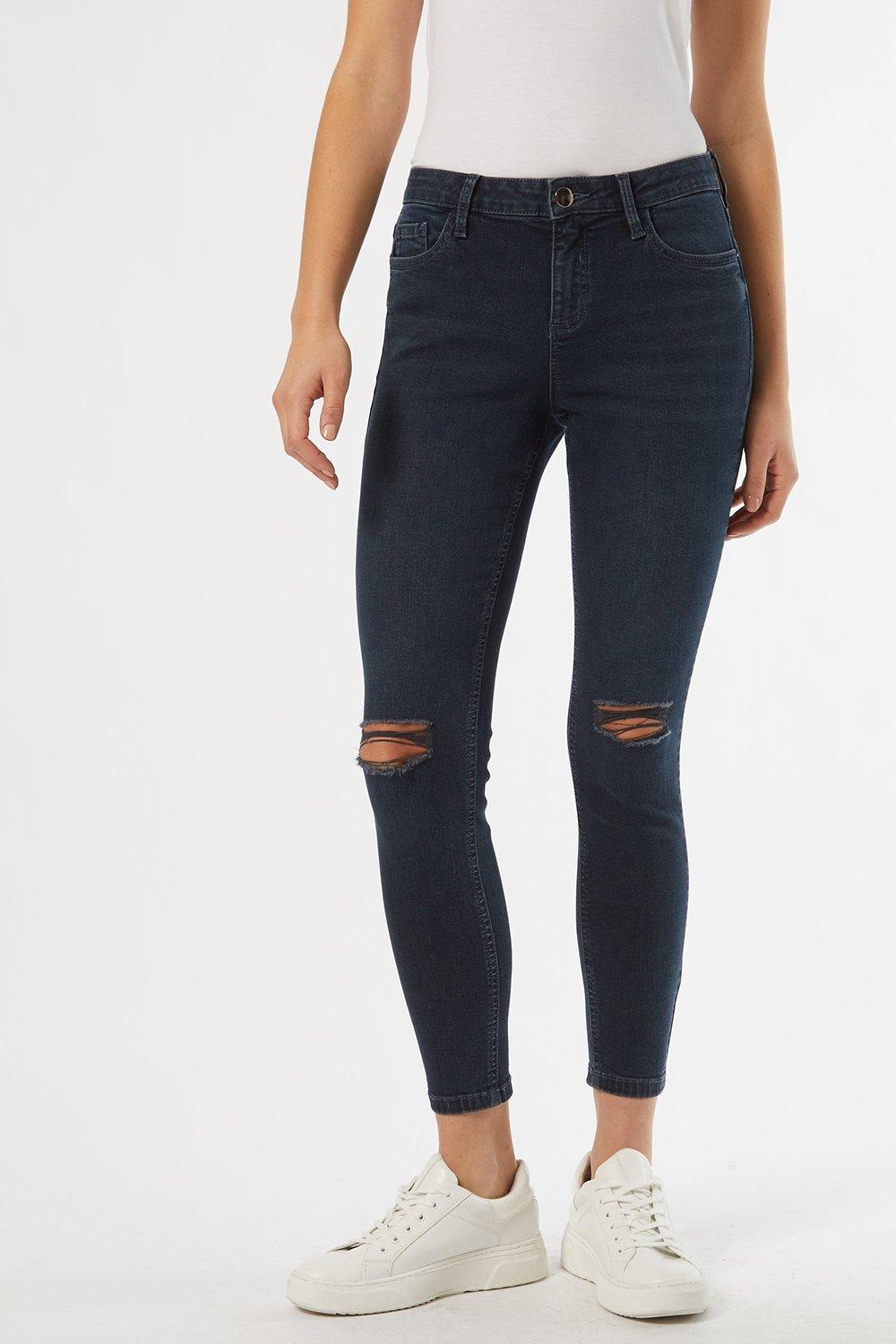 Dorothy Perkins Mid Rise High-Stretch Authentic skinny jeans in Black and Blue