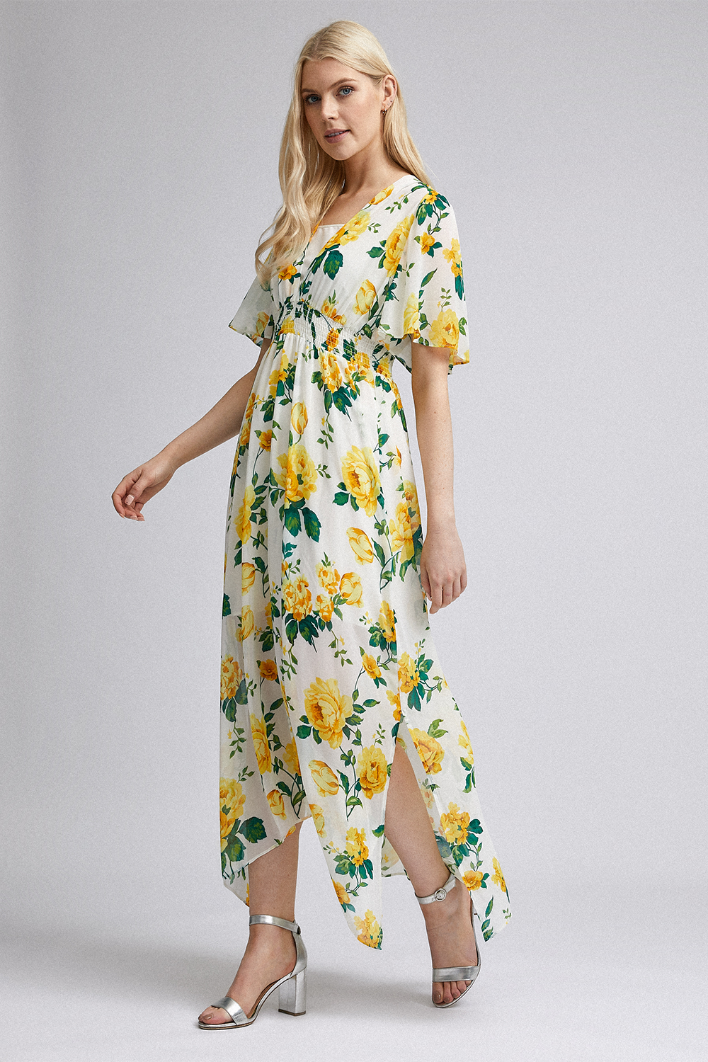 dorothy perkins yellow midi dress