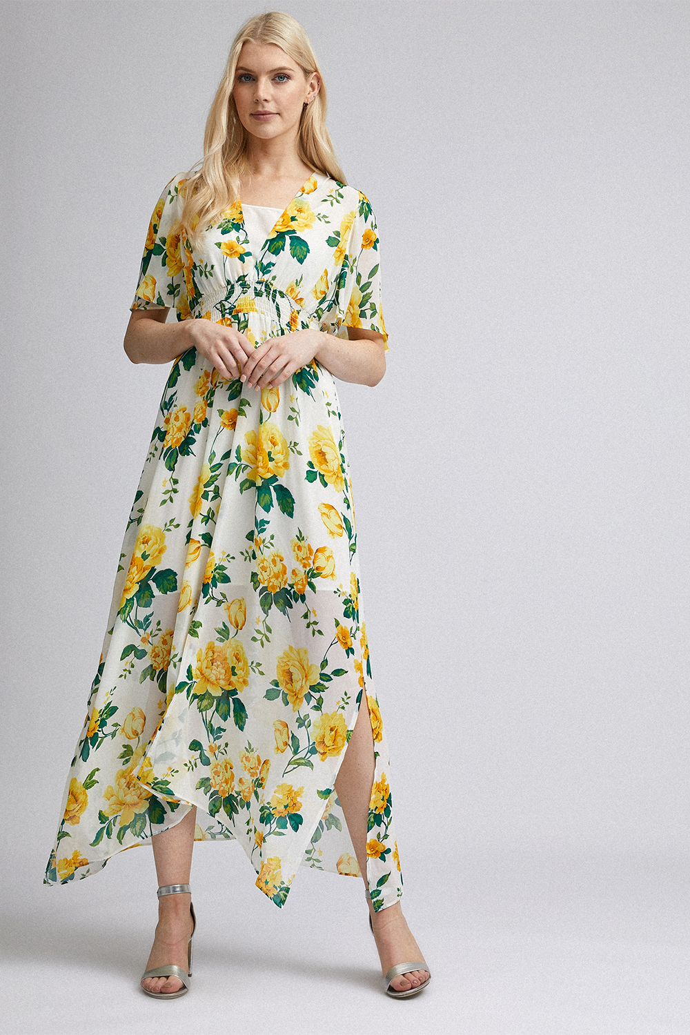 dorothy perkins yellow midi dress