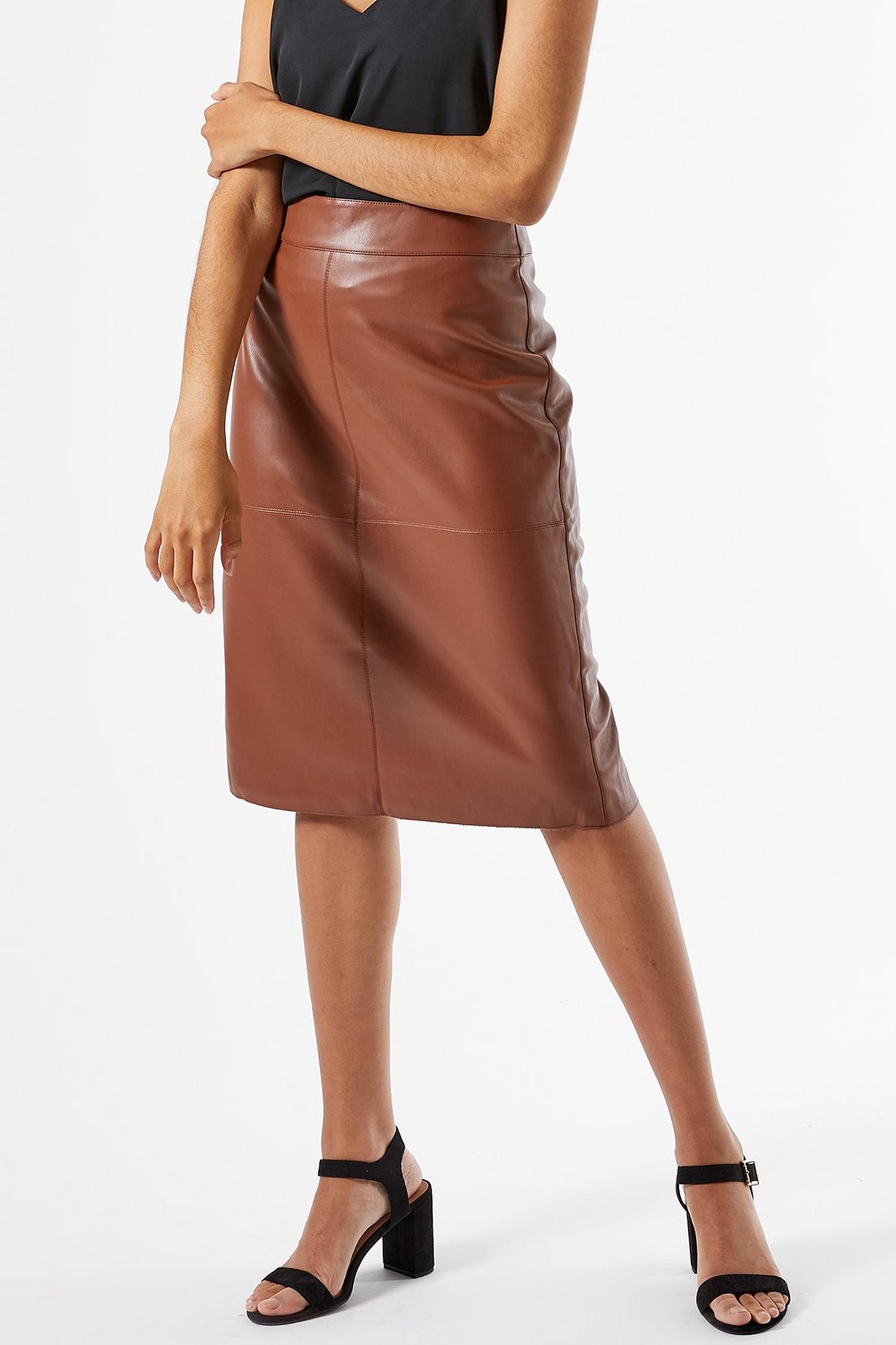 Tan PU Midi Skirt | Dorothy Perkins UK