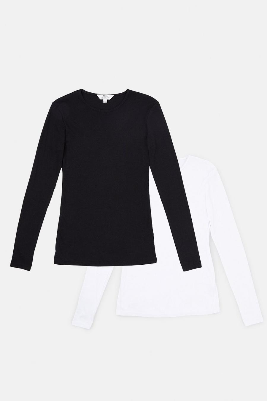Tall Black and White 2 Pack Crew Neck Top