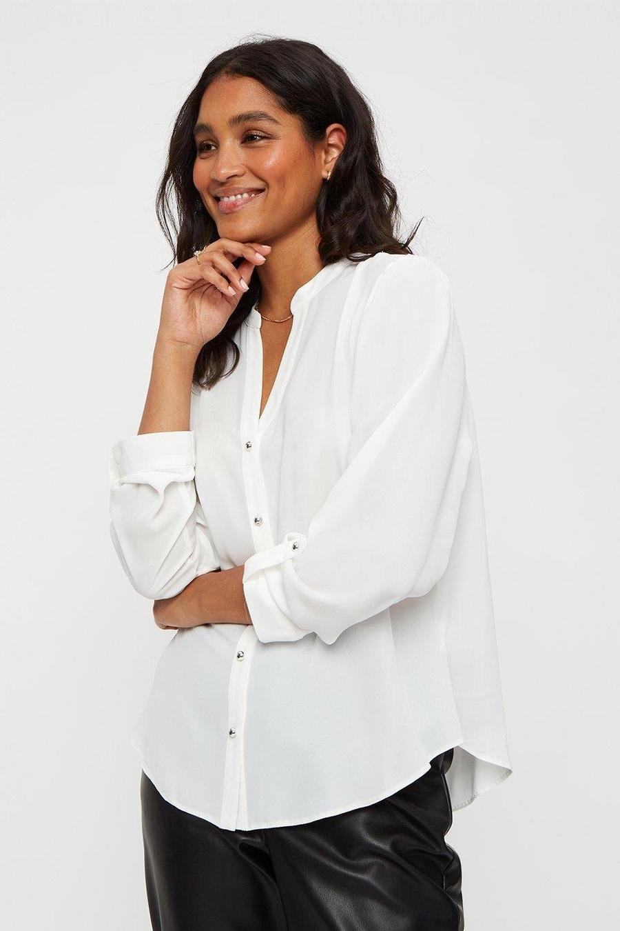 Ivory Relaxed Roll Sleeve Shirt