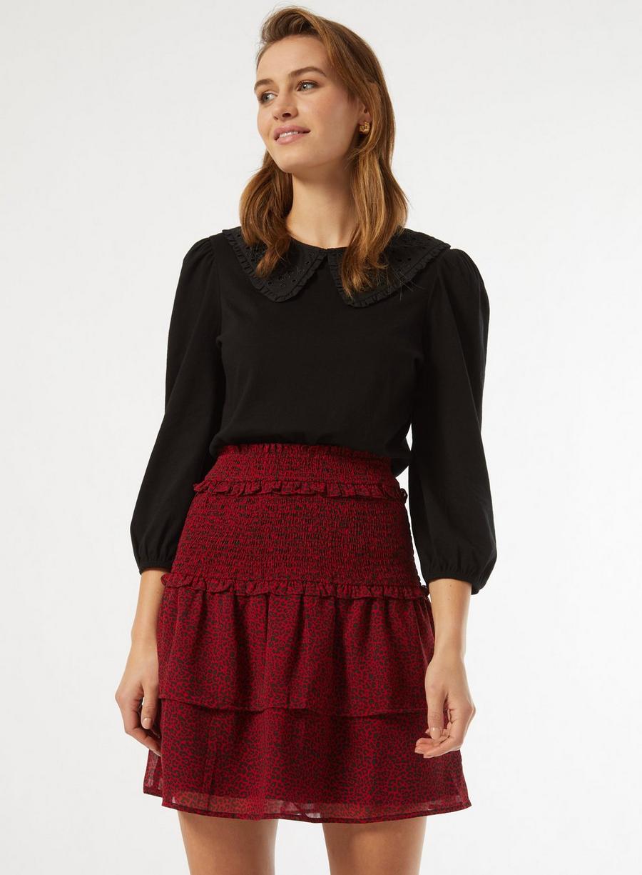 Red Leopard Print Mini Skirt