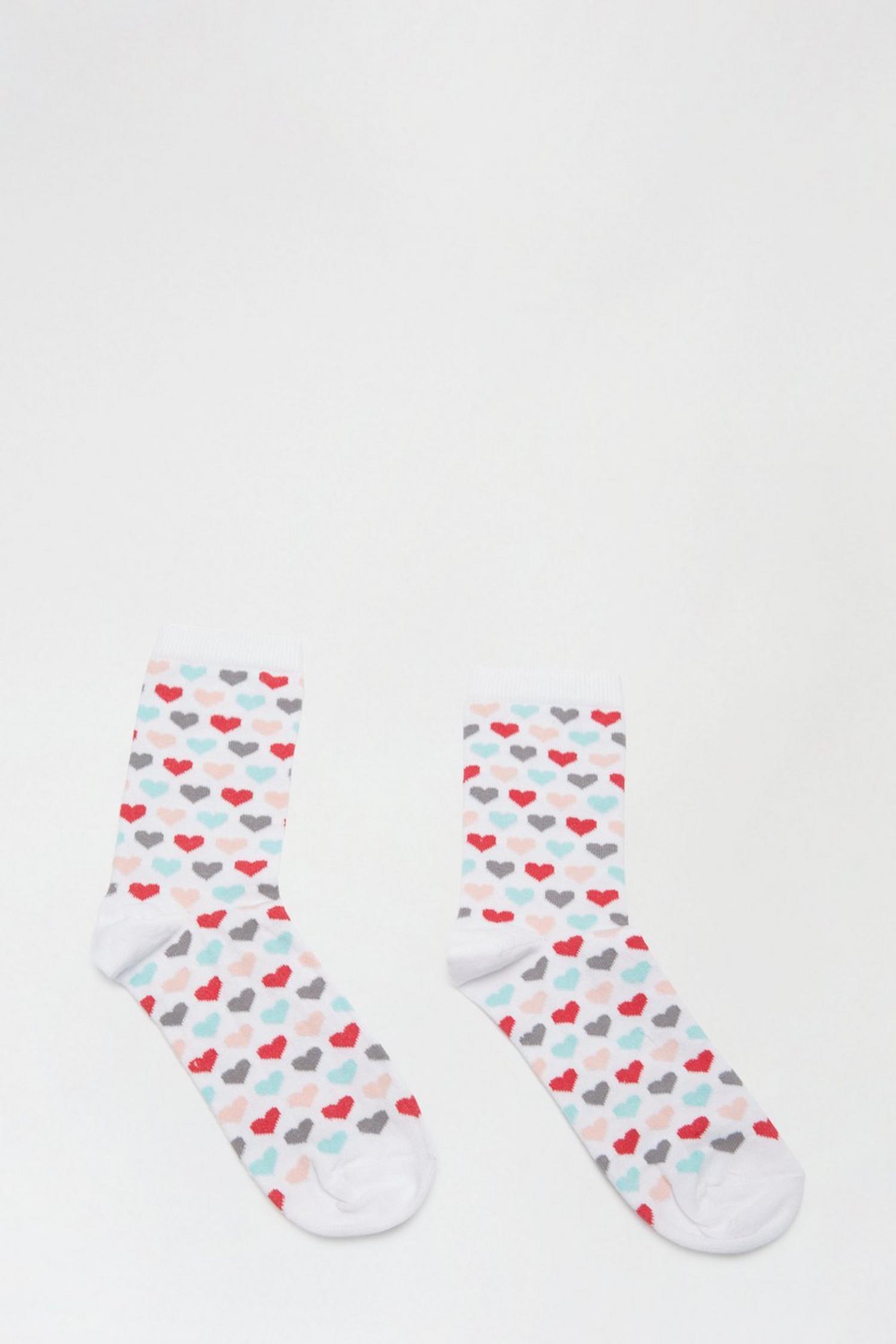 White Heart Print Ankle Socks | Dorothy Perkins UK