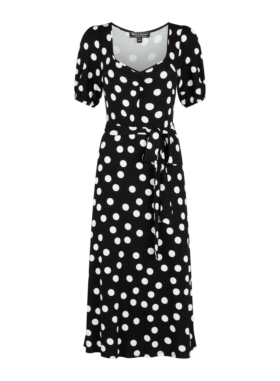 105 Monochrome Spot Print Midi Dress image number 2