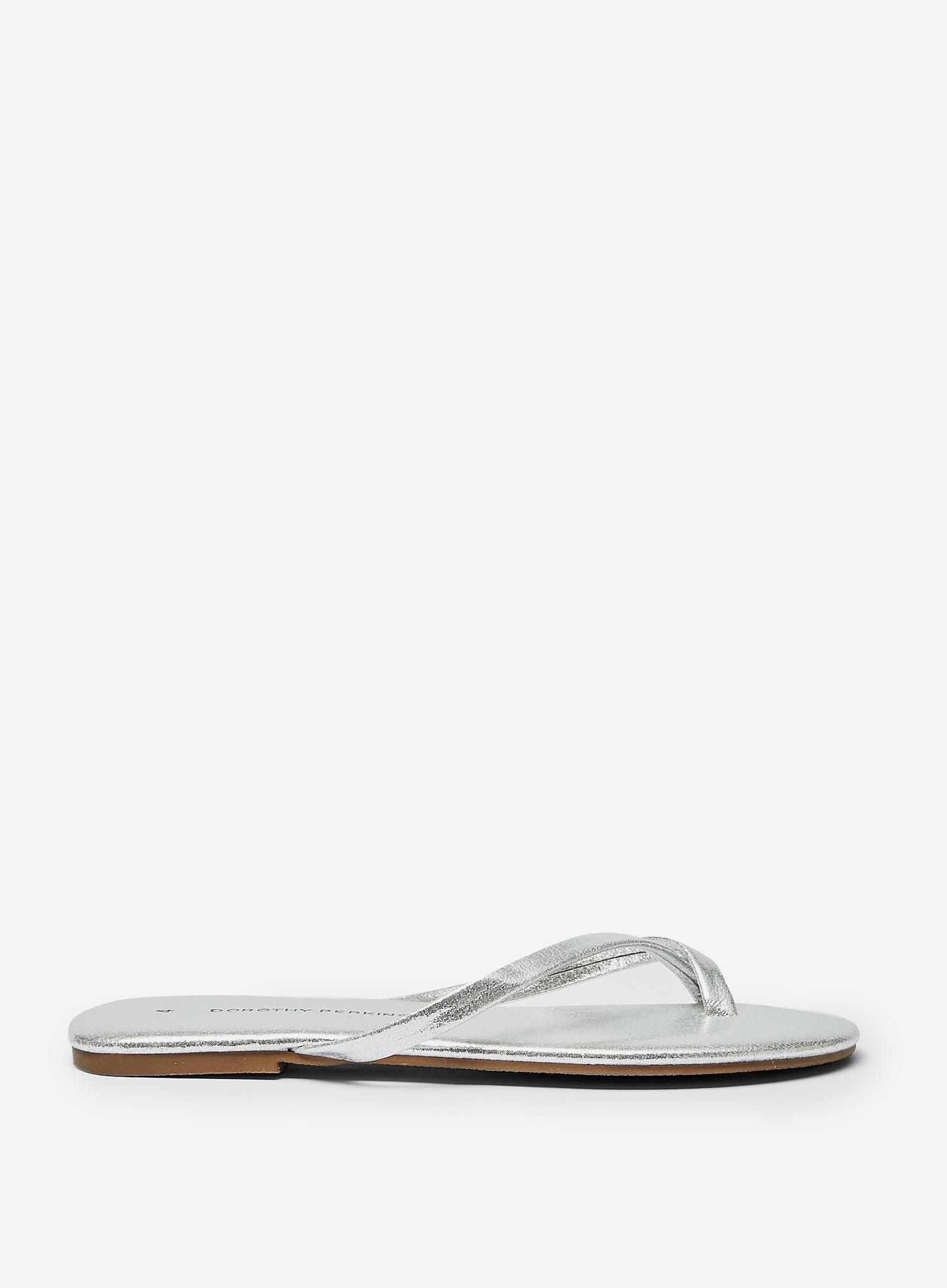 Silver Flip Flip Flop Sandals | Dorothy Perkins UK