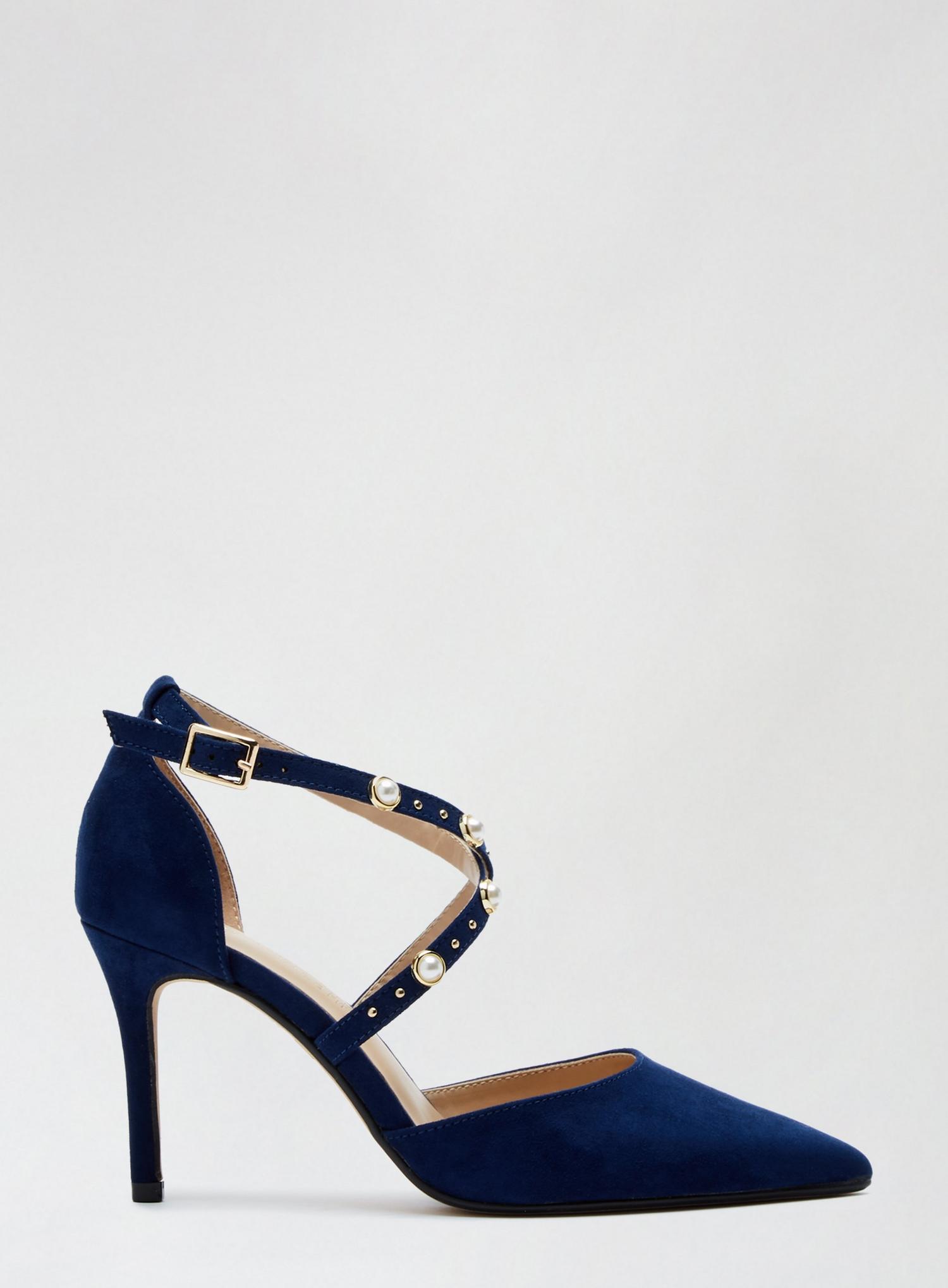 Wide Fit Navy Drape Crossover Court Shoes | Dorothy Perkins UK