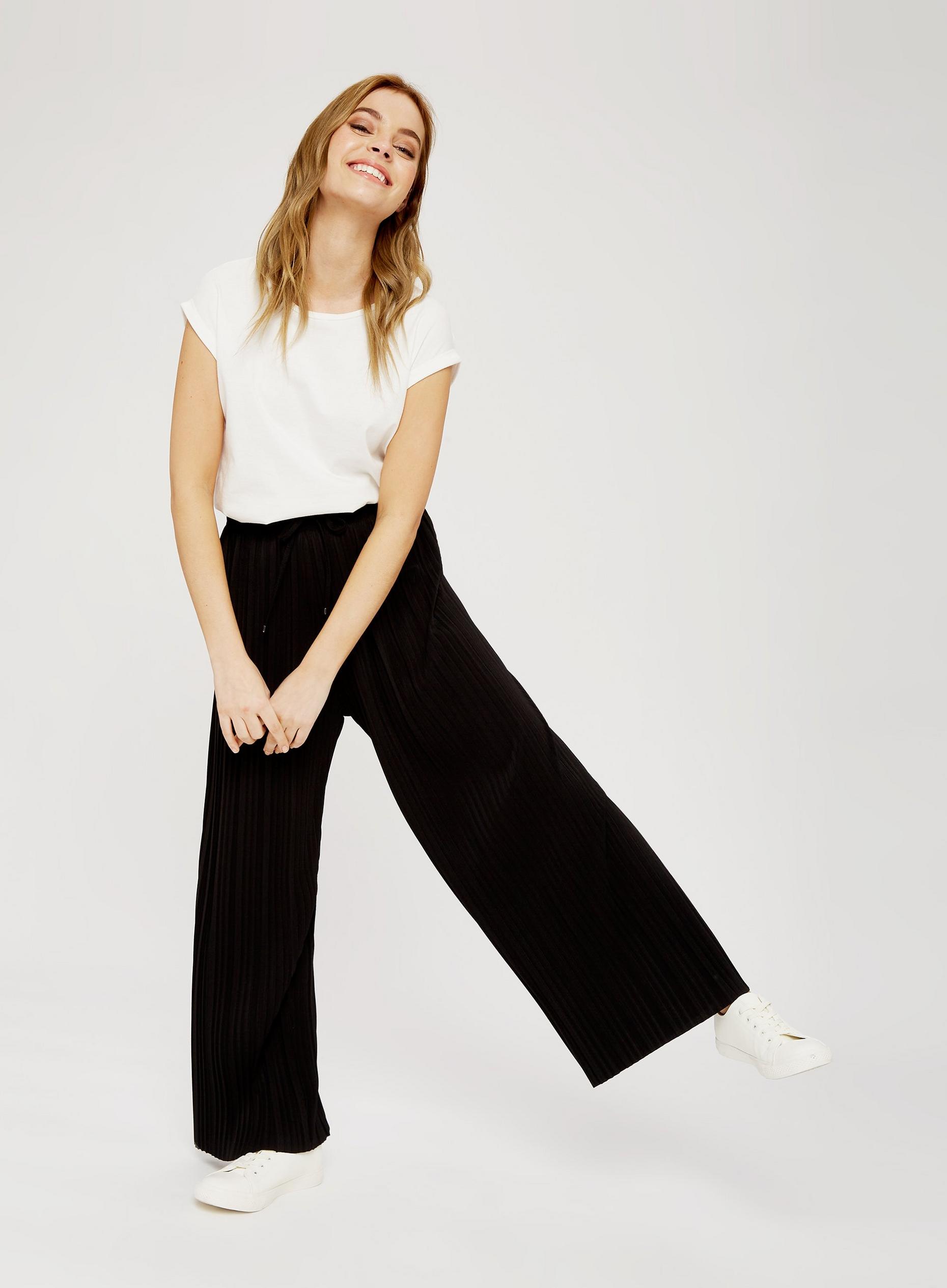 petite wide leg leather trousers