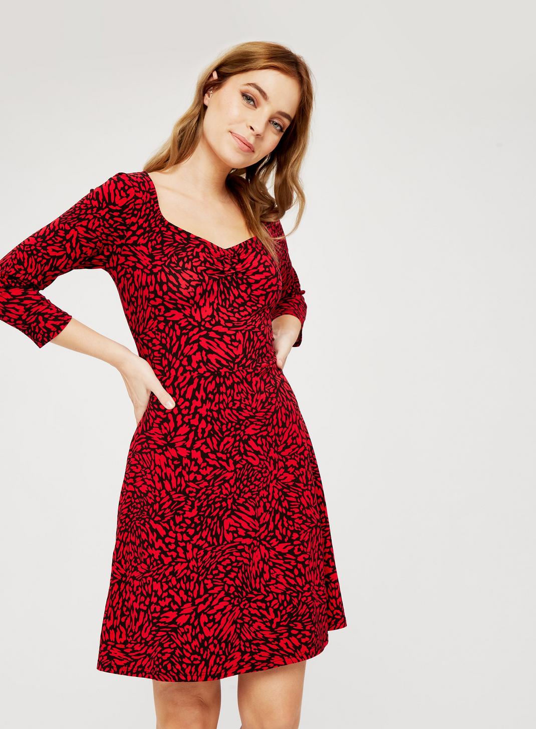 157 Petite Red Abstract Print Organic Cotton Dress image number 2