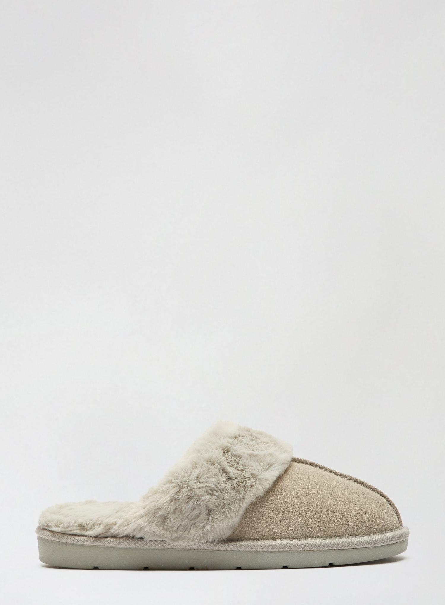 light grey mules