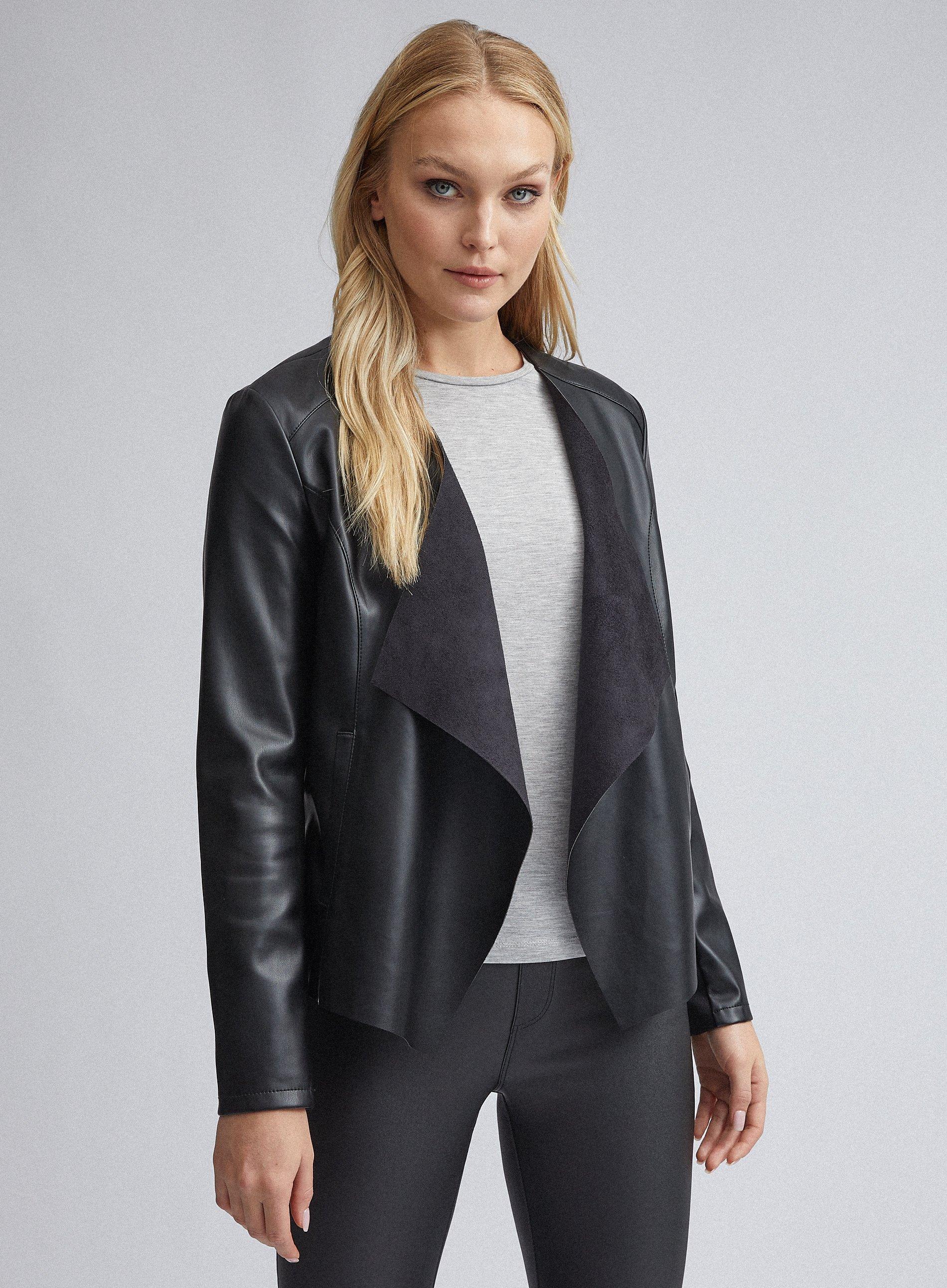 black pu waterfall jacket