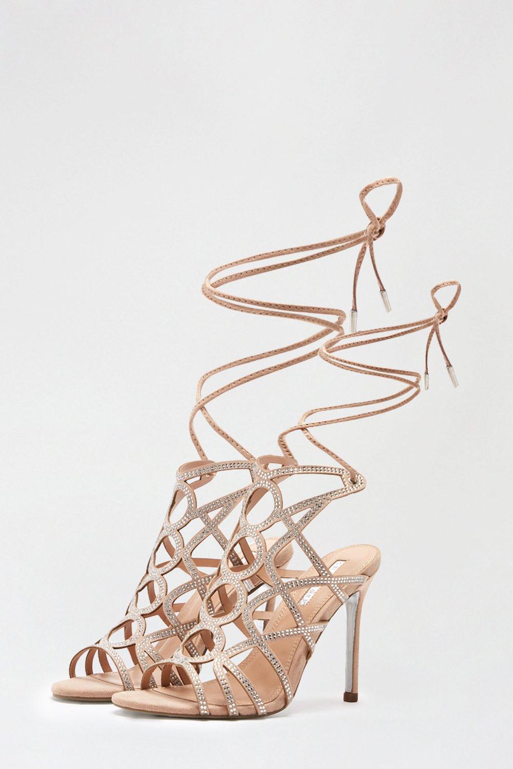 lace up caged heels