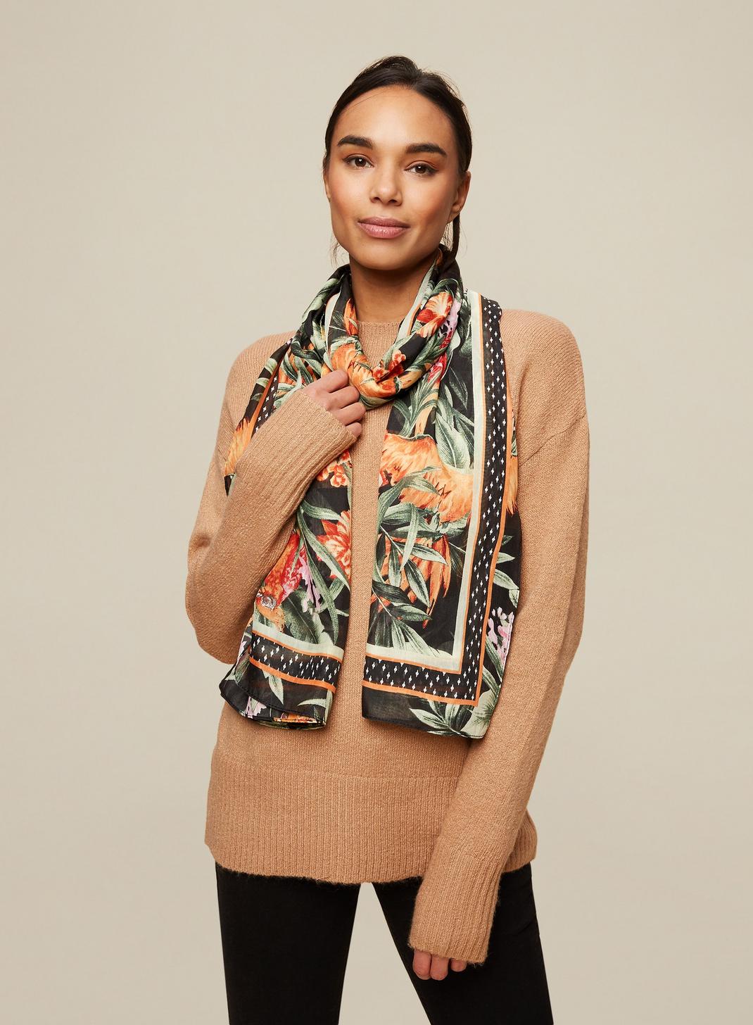 105 Tropical  Print Lightweight Scarf image number 2