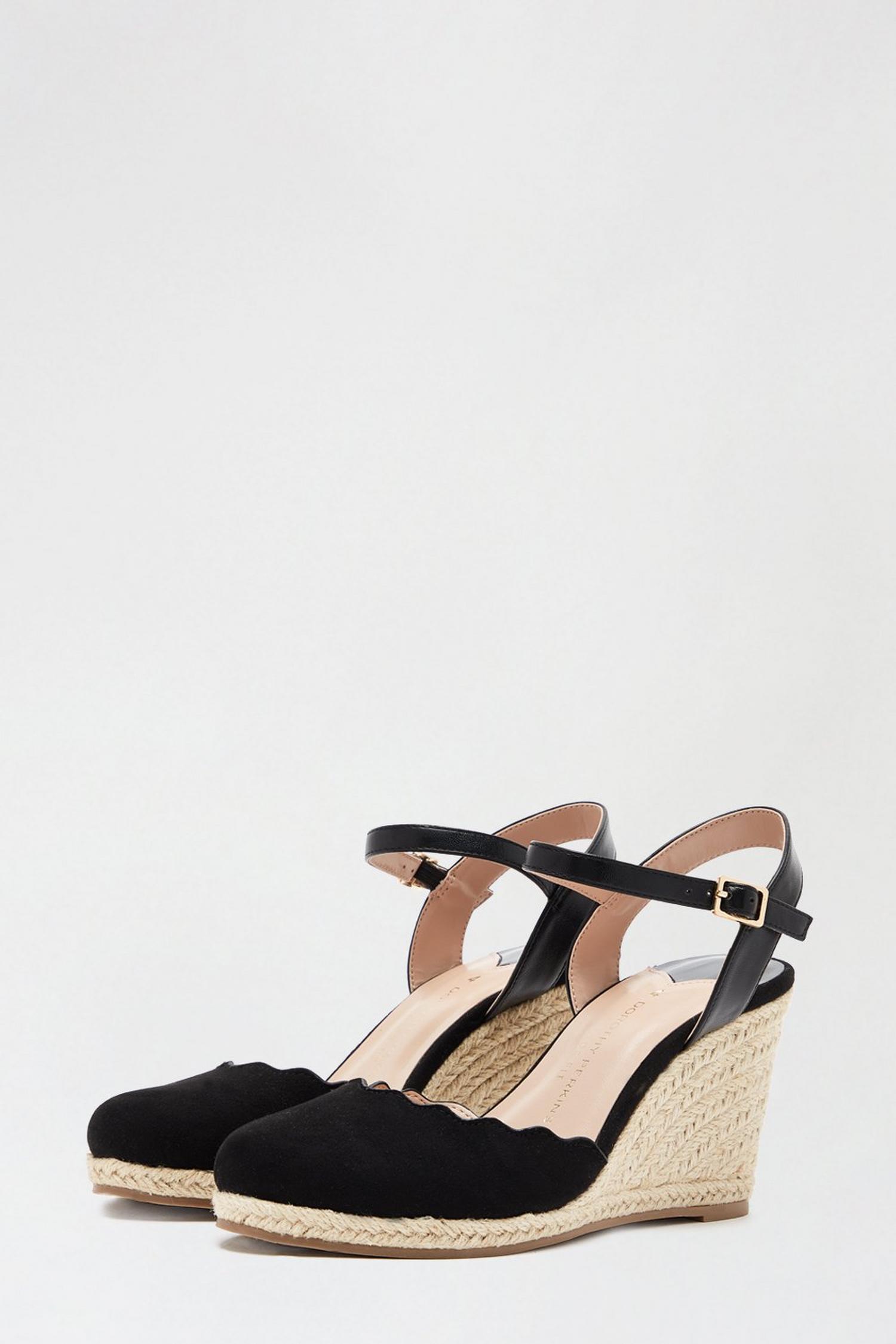 black wide fit wedge sandals