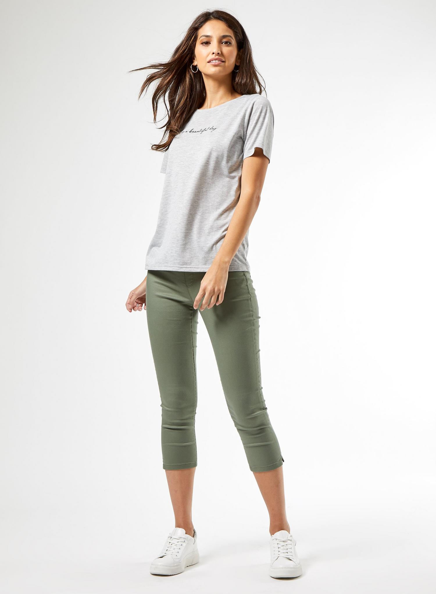 womens khaki crop pants