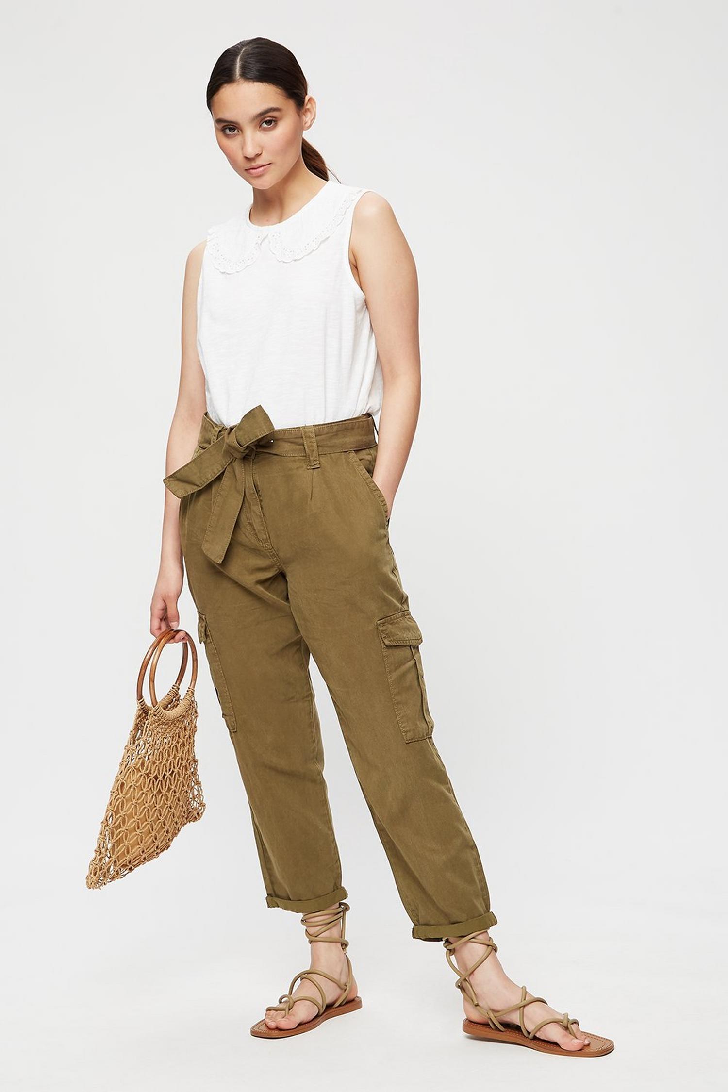 Petite Khaki Utility Trousers | Dorothy Perkins UK
