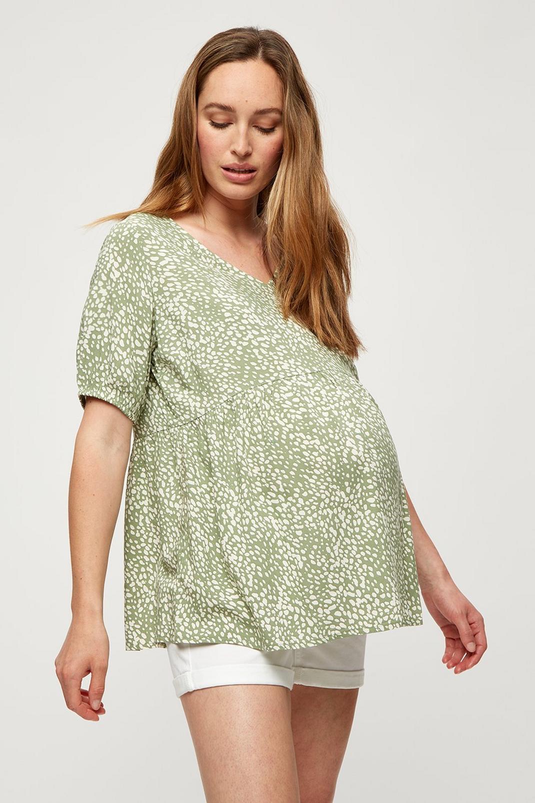 209 Maternity Sage Non Print Smock Top image number 1