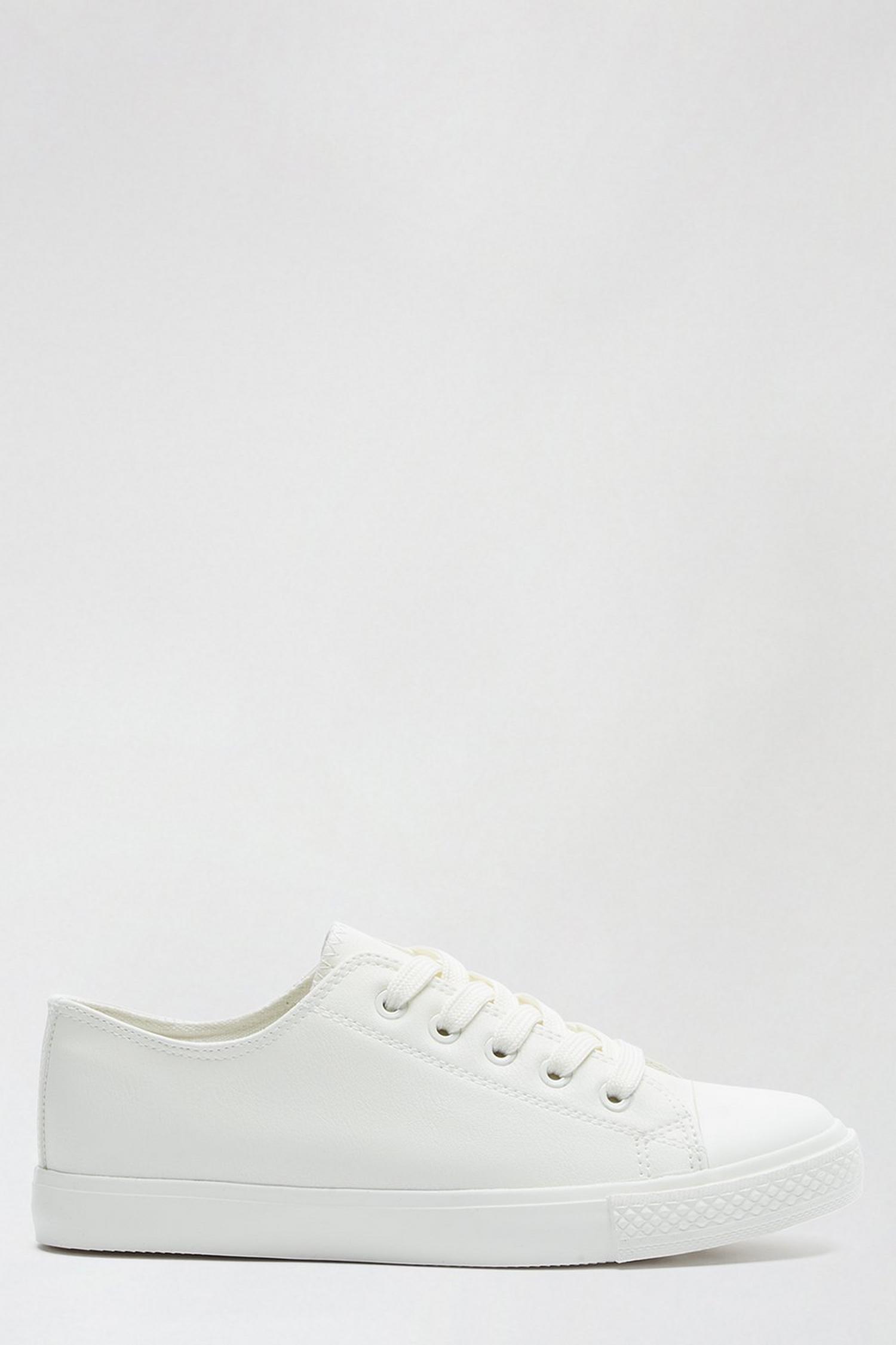 Wide Fit White PU Icon Trainer | Dorothy Perkins UK