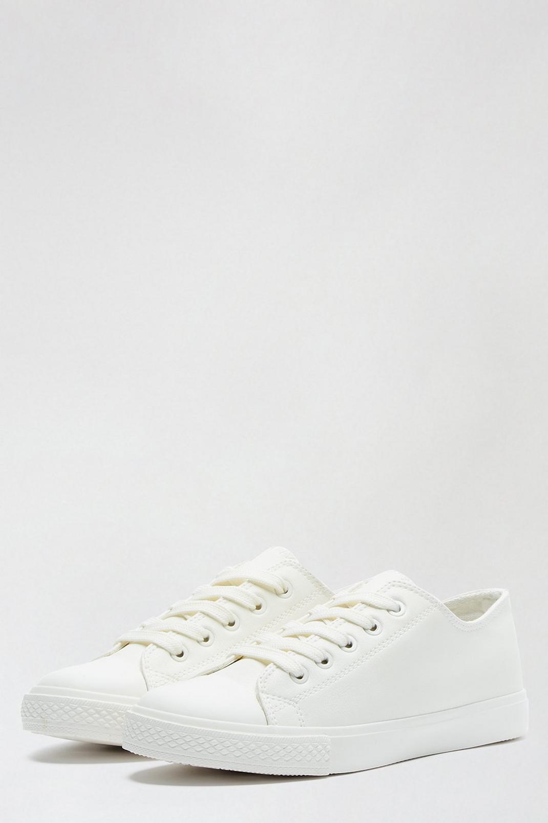 173 Wide Fit White PU Icon Trainers image number 2