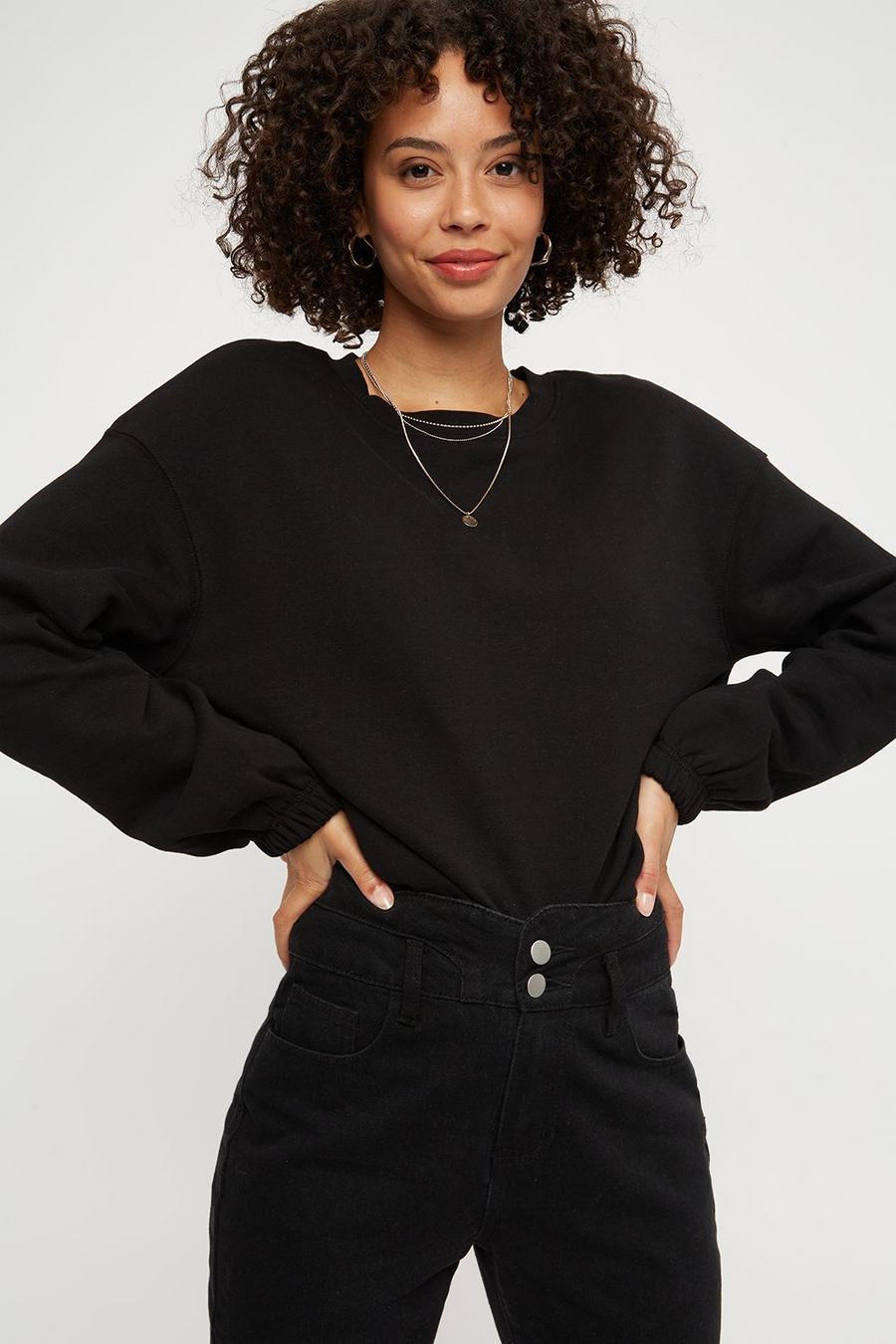 Black Elasticated Waist Sweatshirt