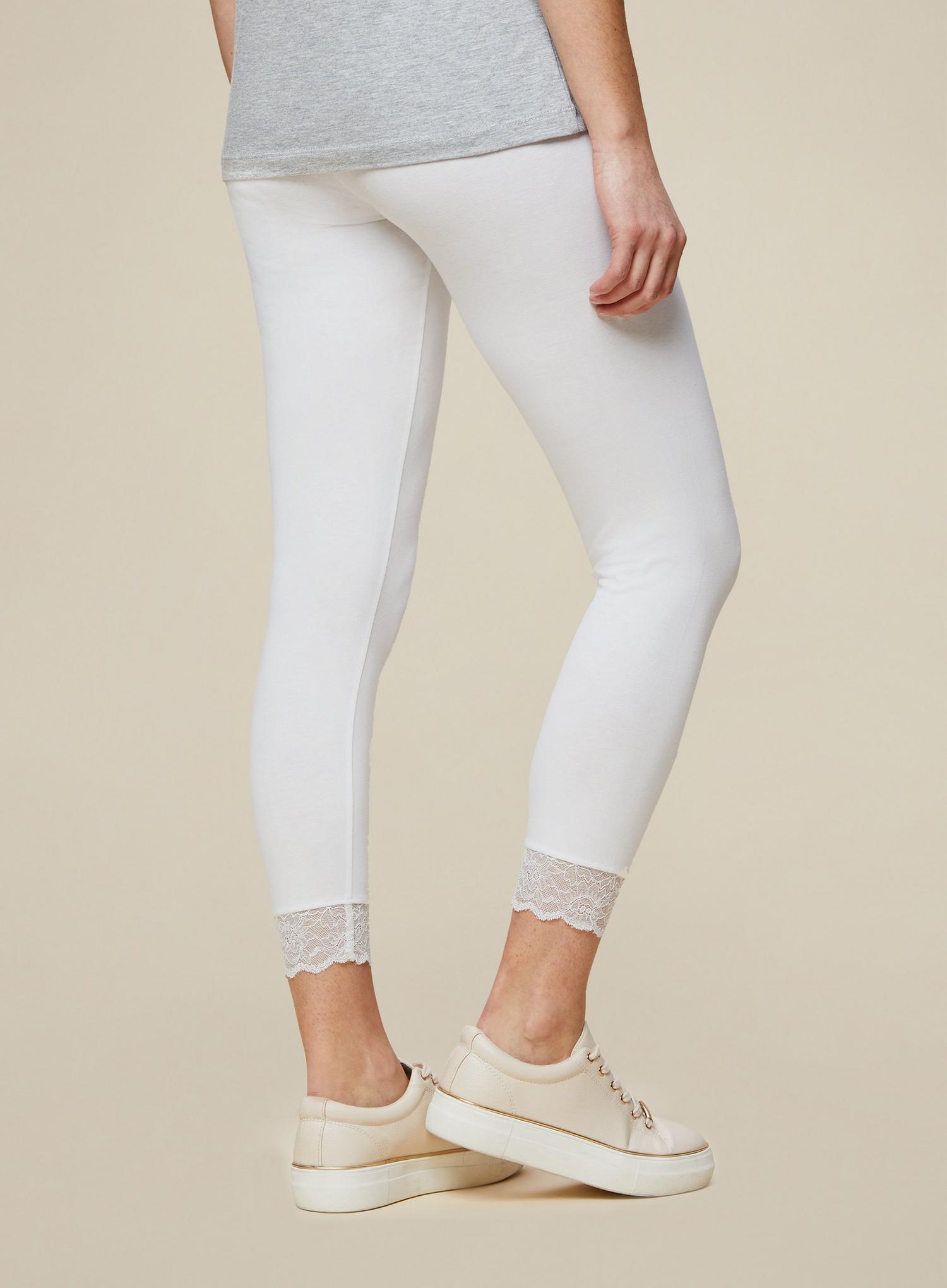 Capri Leggings Hem Lace Trim 3/4 Length Thin Cotton/Spandex Leggings S-3X  (Heather Grey, Small) at  Women's Clothing store