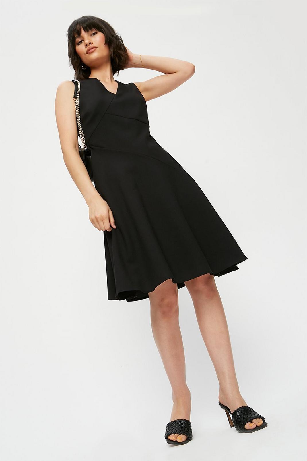 105 Petite Black Fit And Flare Dress image number 2