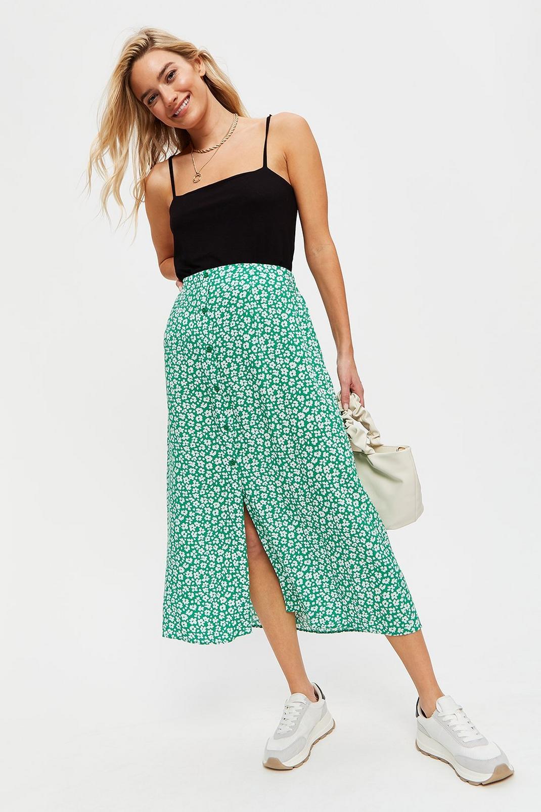 130 Petite Green Ditsy Maxi Skirt  image number 2