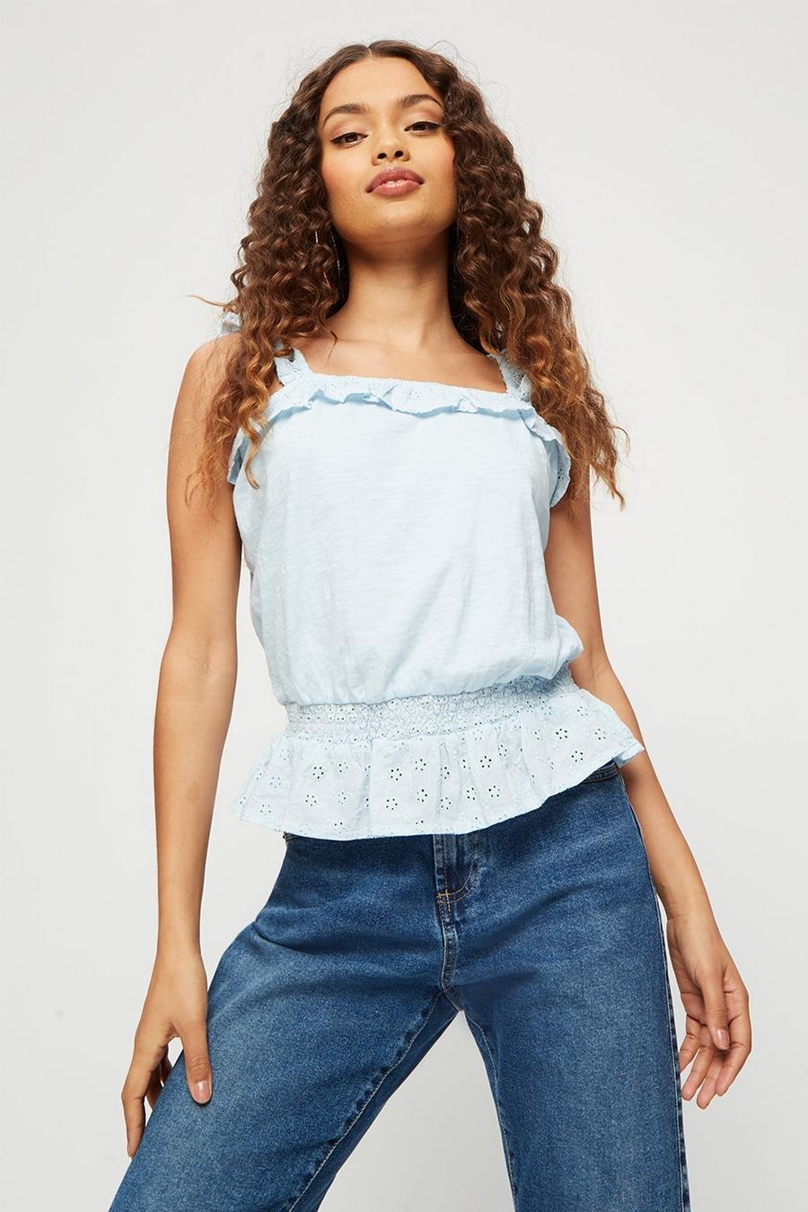 Petite Baby Blue Frill Detail Cami