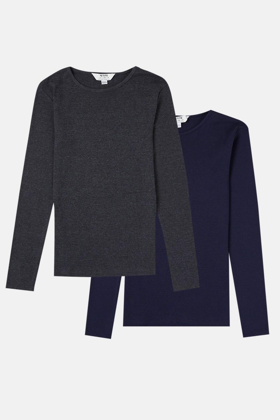 Multi Petite 2pack Navy And Grey Long Sleeve Top image number 1