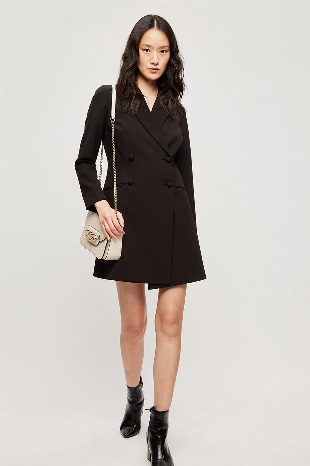 Black Tailored Double Breasted Blazer Dress image number 1